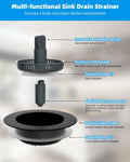 Hibbent 3-in-1 Kitchen Sink Drain Strainer Stopper Combo Black Stainless 1 Pack by Deal US