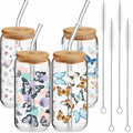 Cunhill 4pc 16oz Iced Coffee Glasses Set Pumpkin Bamboo Lid & Straw by Deal US
