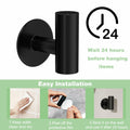 2 Pack Matte Black Stainless Steel Towel Hooks Waterproof Heavy Duty by Deal US