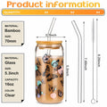 Cunhill 4pc 16oz Iced Coffee Glasses Set Pumpkin Bamboo Lid & Straw by Deal US