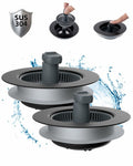 Hibbent 3-in-1 Kitchen Sink Drain Strainer Stopper Combo Black Stainless 1 Pack by Deal US