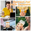 Cunhill 4pc 16oz Iced Coffee Glasses Set Pumpkin Bamboo Lid & Straw by Deal US