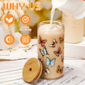 Cunhill 4pc 16oz Iced Coffee Glasses Set Pumpkin Bamboo Lid & Straw by Deal US