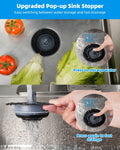 Hibbent 3-in-1 Kitchen Sink Drain Strainer Stopper Combo Black Stainless 1 Pack by Deal US