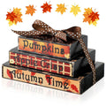 Ferraycle Fall Tiered Tray Decor Mini Books Pumpkin Wood Sign Farmhouse by Deal US