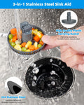 Hibbent 3-in-1 Kitchen Sink Drain Strainer Stopper Combo Black Stainless 1 Pack by Deal US