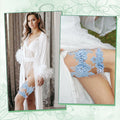 AHQiZFX Wedding Garter Set 2pcs Blue Large Soft Lace Stretchy for Bride New by Deal US