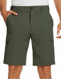 PULI Men's Cargo Shorts Army Green Classic Fit Stretch Size 34 by Deal US