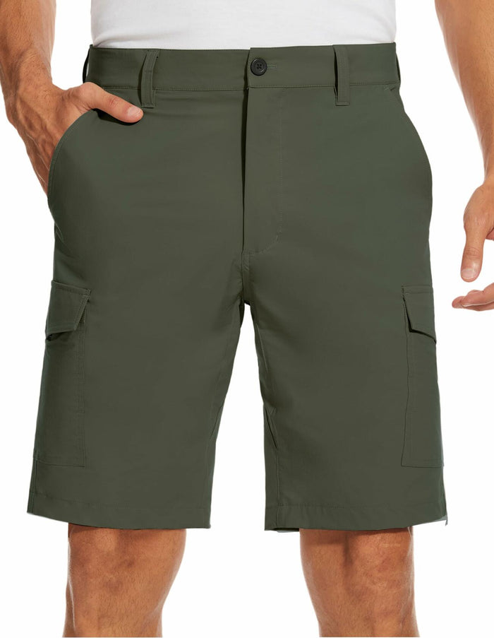 PULI Men's Cargo Shorts Army Green Classic Fit Stretch Size 34 by Deal US