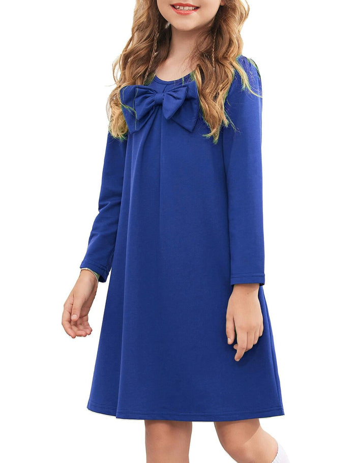 Arshiner Toddler Girl Cotton Long Sleeve Royal Blue Dress 4T New by Deal US