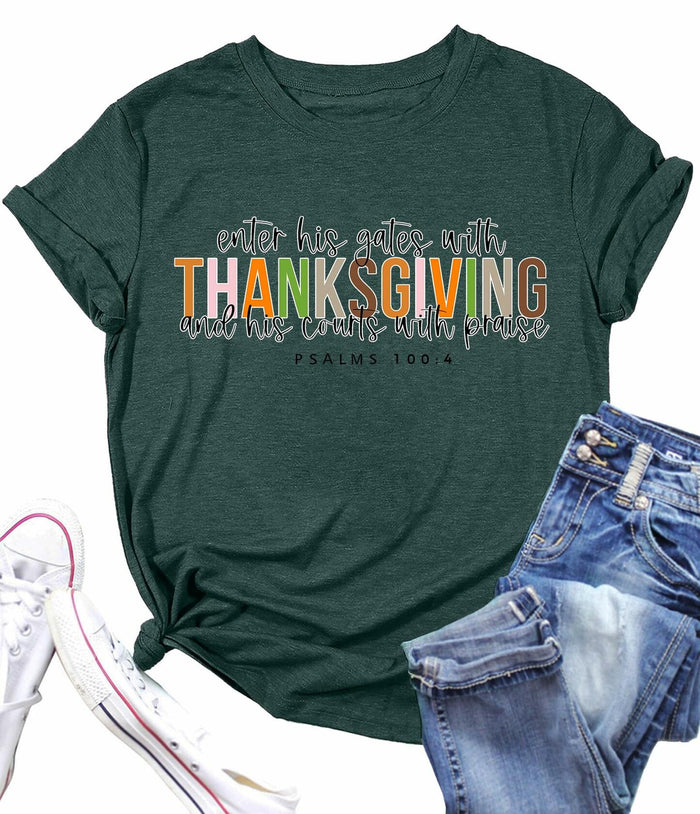 ELDPS Women's Thanksgiving Shirt Casual Fall Top Thankful Tee - Medium by Deal US