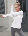WANAYOU Women's Compression Shirt Long Sleeve Dry Fit White 2 Pack Size L by Deal US