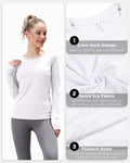 WANAYOU Women's Compression Shirt Long Sleeve Dry Fit White 2 Pack Size L by Deal US