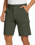 PULI Men's Cargo Shorts Army Green Classic Fit Stretch Size 34 by Deal US