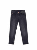 Bienzoe Boys Adjustable Waist Black Ripped Slim Denim Jeans Size 6 by Deal US