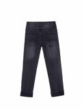 Bienzoe Boys Adjustable Waist Black Ripped Slim Denim Jeans Size 6 by Deal US