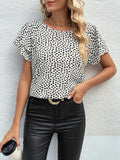 SOLY HUX Women's Ruffle Sleeve Blouse Casual Round Neck Summer Top L by Deal US