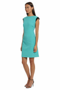 Donna Morgan Women's Teal Green Extended Shoulder Cap Sleeve Sheath Dress Size 4 by Deal US