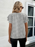 SOLY HUX Women's Ruffle Sleeve Blouse Casual Round Neck Summer Top L by Deal US
