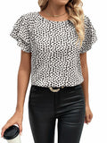 SOLY HUX Women's Ruffle Sleeve Blouse Casual Round Neck Summer Top L by Deal US