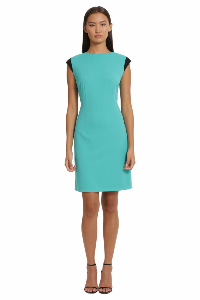 Donna Morgan Women's Teal Green Extended Shoulder Cap Sleeve Sheath Dress Size 4 by Deal US