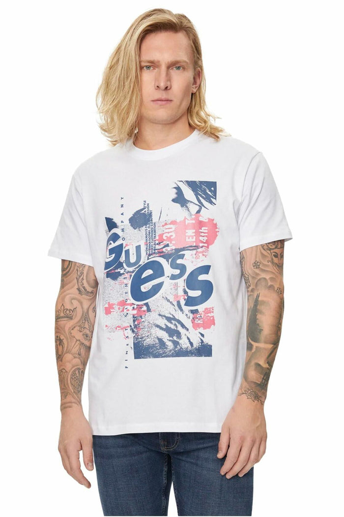 GUESS Men's Eco Crew Neck Abstract Graphic Tee Jet Black Size L by Deal US
