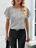 SOLY HUX Women's Ruffle Sleeve Blouse Casual Round Neck Summer Top L by Deal US