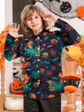 Halloween Dinosaur Shirt Boys 11-12 Long Sleeve Pumpkin Button Up by Deal US
