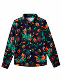 Halloween Dinosaur Shirt Boys 11-12 Long Sleeve Pumpkin Button Up by Deal US