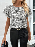 SOLY HUX Women's Ruffle Sleeve Blouse Casual Round Neck Summer Top L by Deal US