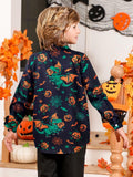 Halloween Dinosaur Shirt Boys 11-12 Long Sleeve Pumpkin Button Up by Deal US