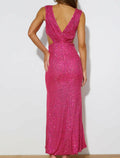 Eliacher Women's Sleeveless Sequin Maxi Dress Pink US 12-14 Elegant Style by Deal US