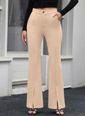 EVALESS Womens Flared Dress Pants Beige XL Slim High Waisted Pockets by Deal US