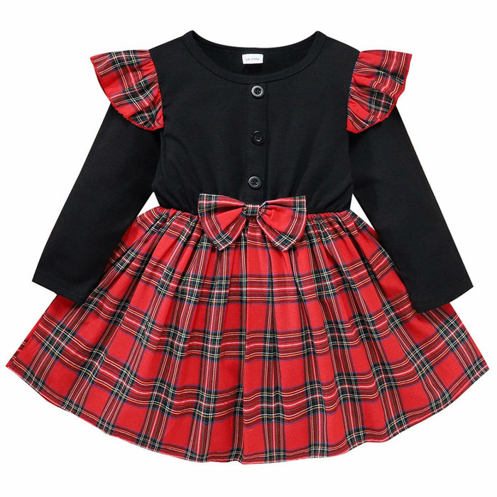 FANCYINN Toddler Baby Girl Plaid Dress Set Pleated Ruffle Christmas Size 3-4Y by Deal US