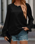 PRETTYGARDEN Womens Lace Crochet Long Sleeve Top Black Size XXL by Deal US