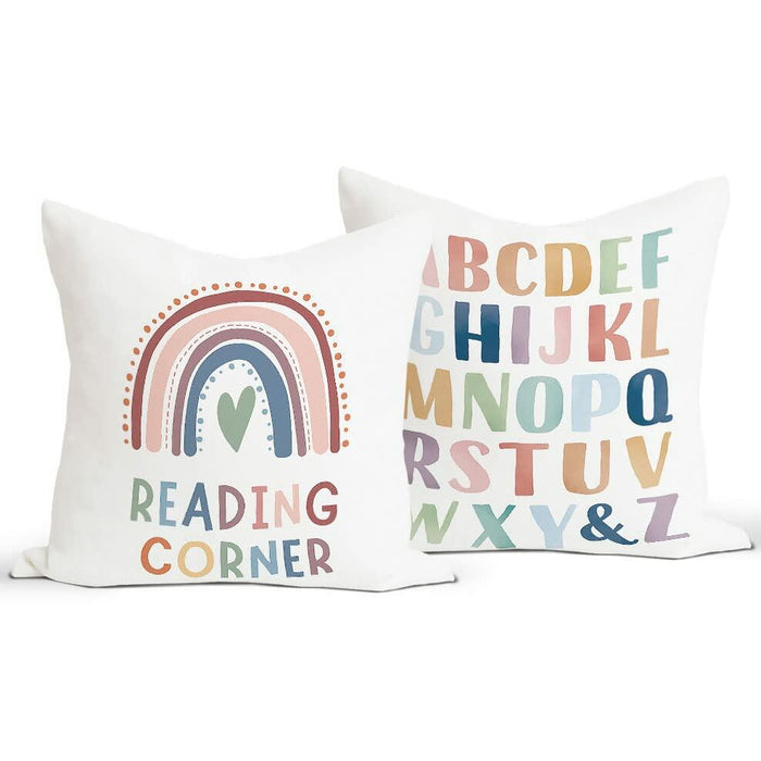 Reading Corner Classroom Decorative Pillow Covers 18x18 Set of 2 Alphabet by Deal US