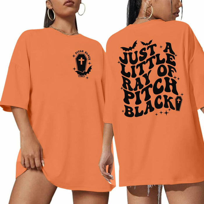 Just A Little Ray Pitch Black T-Shirt XL Oversized Goth Halloween Tee by Deal US