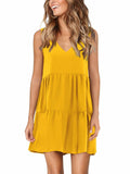 Amoretu Yellow Sleeveless V-Neck Summer Tunic Dress Women Size M by Deal US