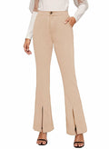 EVALESS Womens Flared Dress Pants Beige XL Slim High Waisted Pockets by Deal US