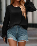 PRETTYGARDEN Womens Lace Crochet Long Sleeve Top Black Size XXL by Deal US