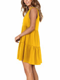 Amoretu Yellow Sleeveless V-Neck Summer Tunic Dress Women Size M by Deal US