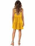 Amoretu Yellow Sleeveless V-Neck Summer Tunic Dress Women Size M by Deal US