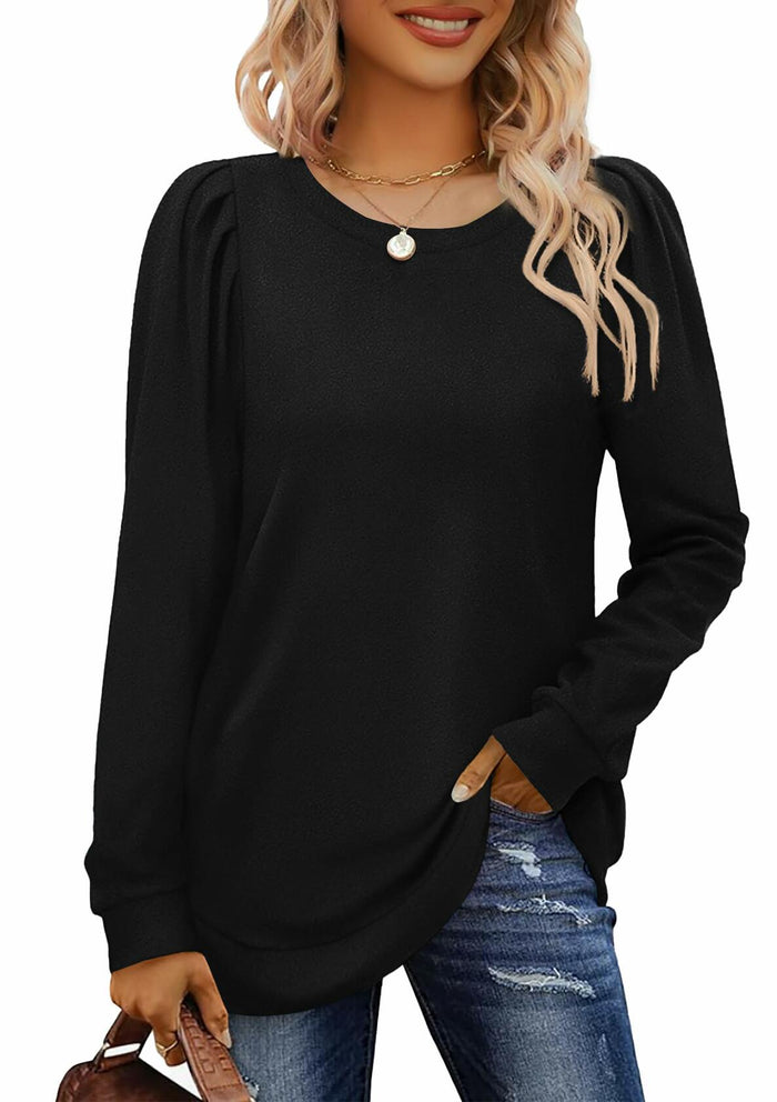 AGSEEM Womens Black Oversized Long Sleeve Tunic Sweatshirt Casual Sweaters L by Deal US