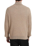 Kallspin Men's Wool Blend Cable-Knit Turtle Neck Sweater Coffee Size L by Deal US
