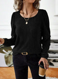 Samefar Womens Black Long Sleeve Tunic Top Small Stretchy Knit Lightweight by Deal US
