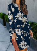 QACOHU V-Neck Mini Dress Blue Flower Long Sleeve Size S by Deal US
