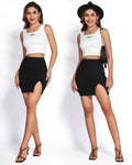 MANGOPOP Women's Ribbed Bodycon Mini Skirt High Waist Size S by Deal US