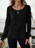 Samefar Womens Black Long Sleeve Tunic Top Small Stretchy Knit Lightweight by Deal US