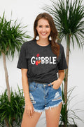 Thanksgiving Shirt Women M Gobble Gobble Pumpkin Turkey Graphic Tee by Deal US