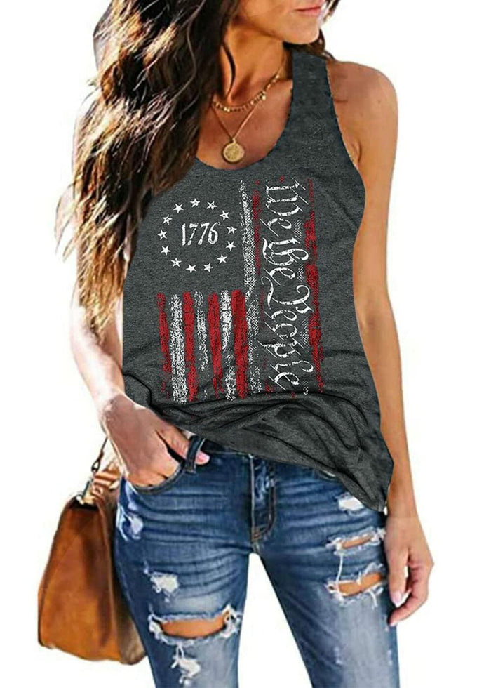 T&Twenties Women's 4th of July Patriotic Flag Racerback Tank Top USA Vest, Size by Deal US